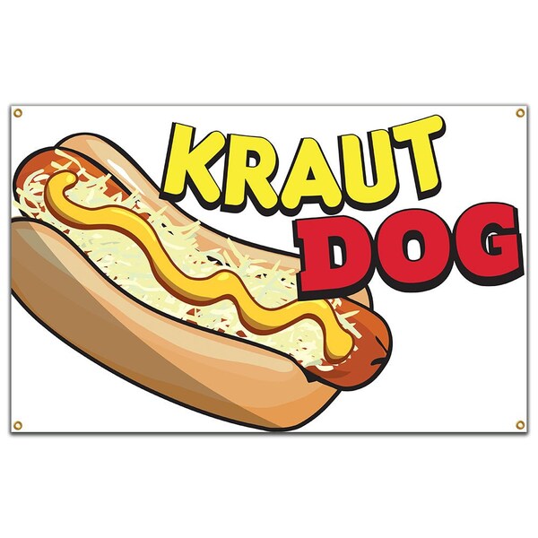 Signmission Kraut Dog Banner Concession Stand Food Truck Single Sided B-Kraut Dog19 - main